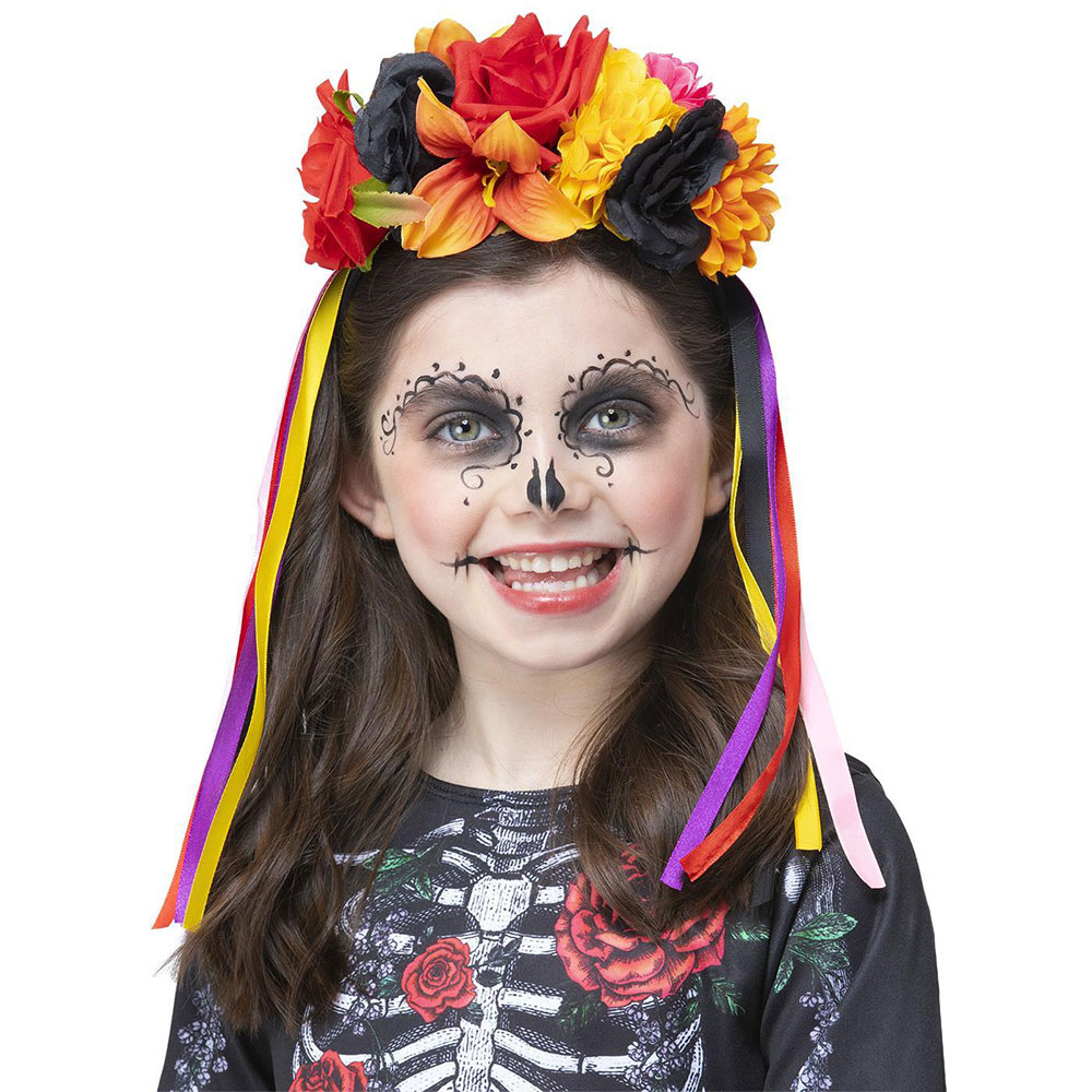 Day of the Dead Diadem med Blommor Barn