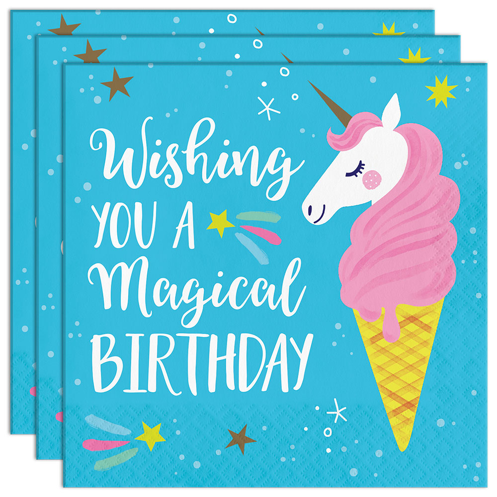 Enhörnings Födelsedagsservetter Stars 16-pack