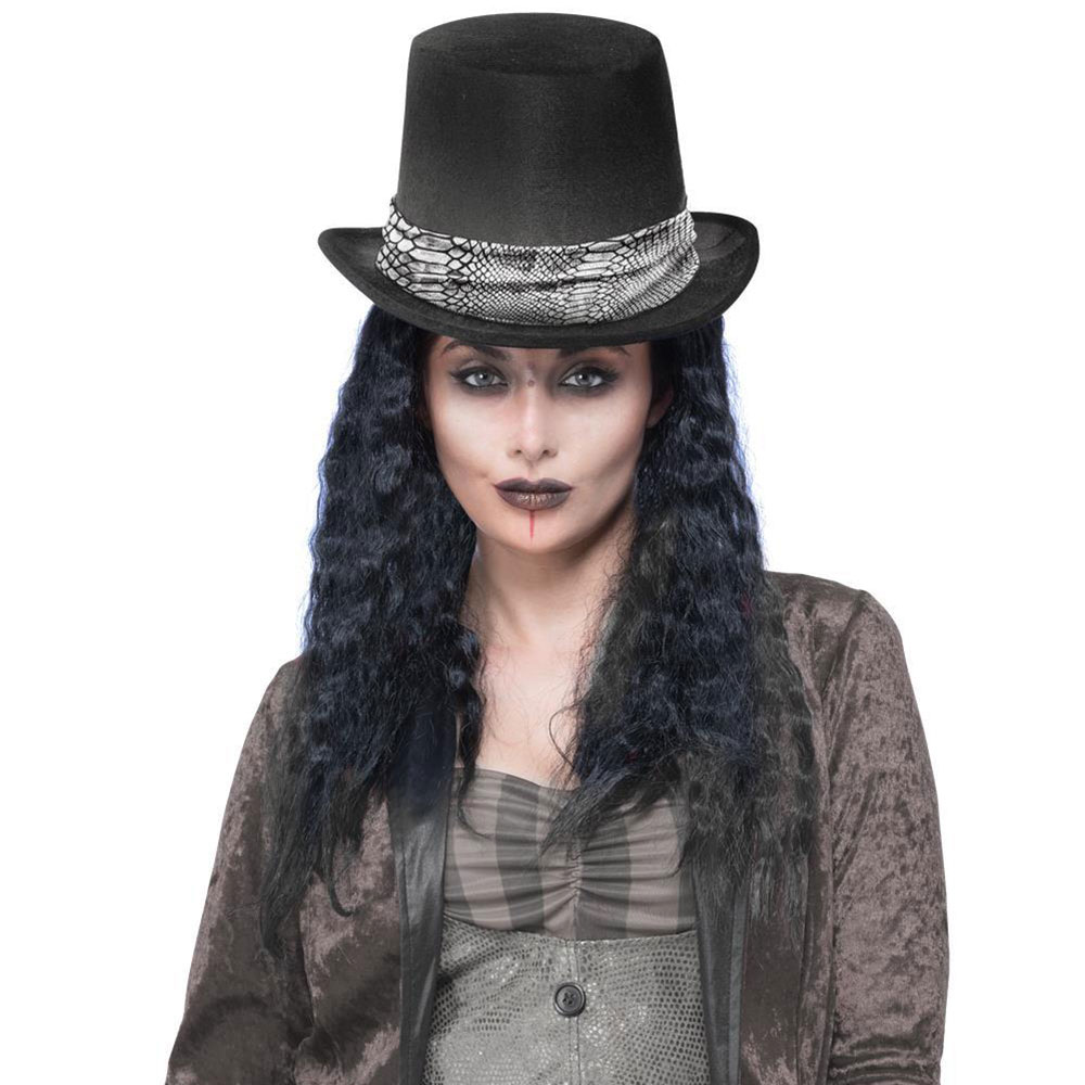 Gothic Rocker Hög Hatt med Hår