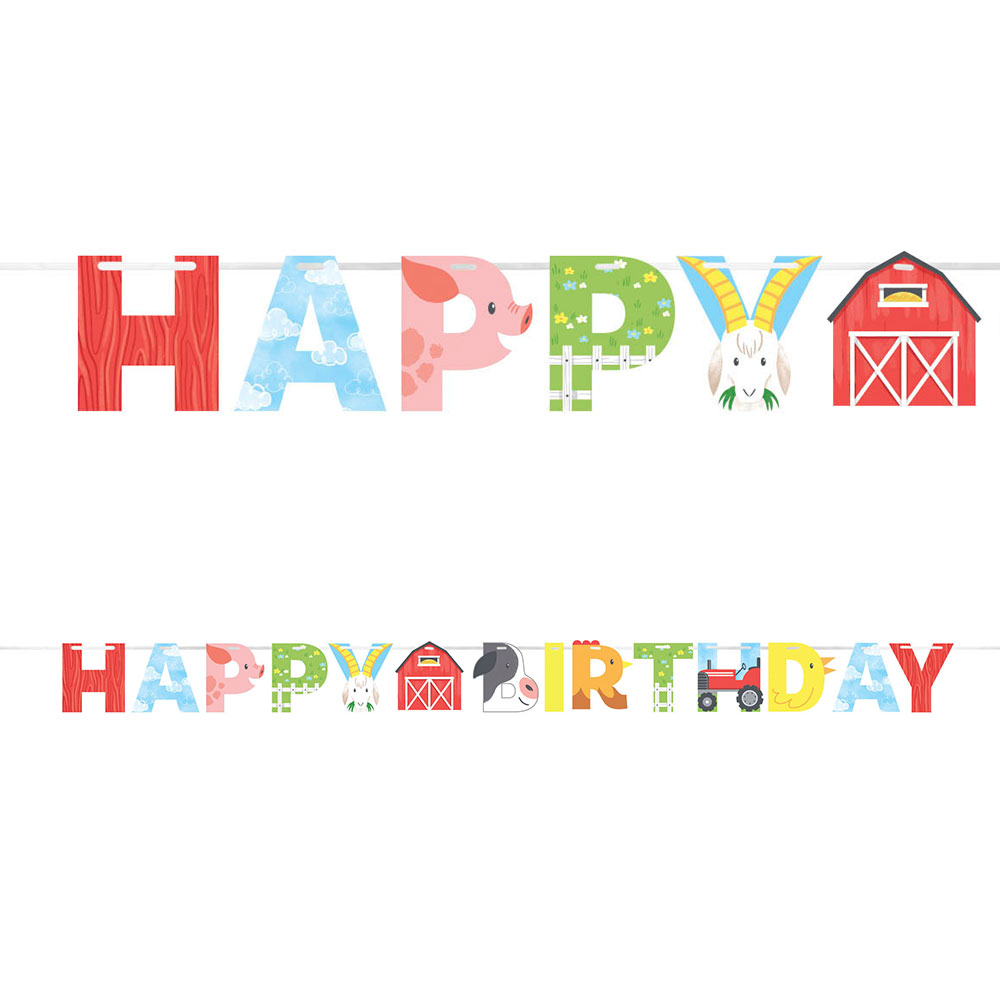 Läs mer om Happy Birthday Banderoll Bondgård