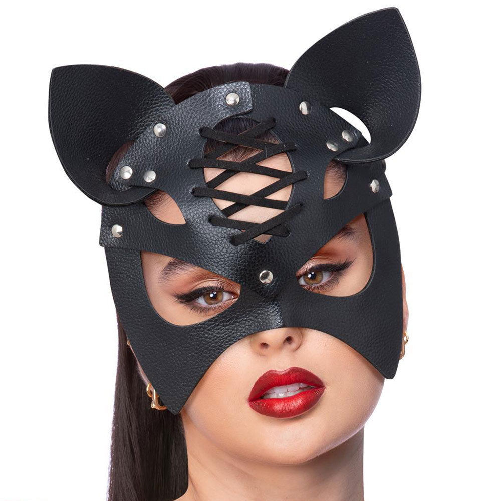 Läs mer om Katt Mask Svart Konstläder