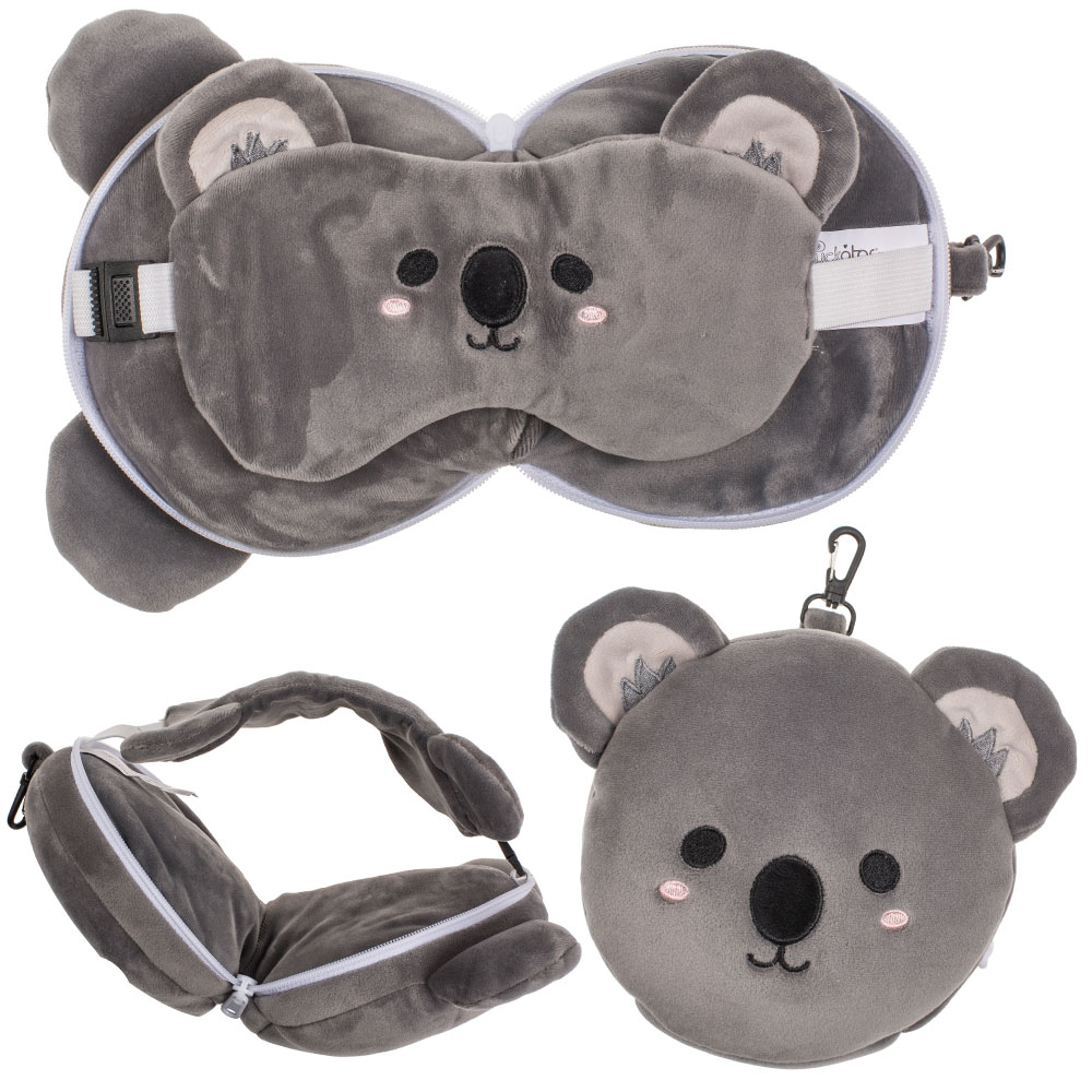 Koala Plush Resekudde med Ögonmask