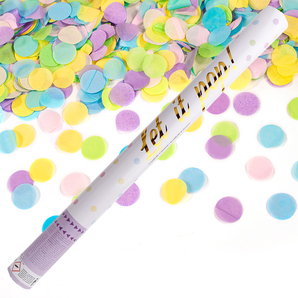 Läs mer om Konfettikanon Flerfärgad Pastell 60 cm