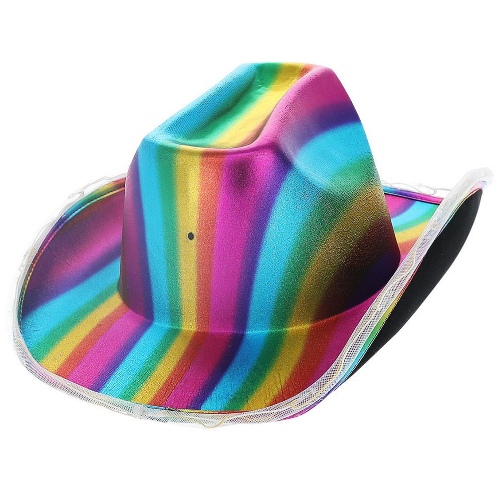 Läs mer om LED Cowgirl Hatt Metallisk Rainbow