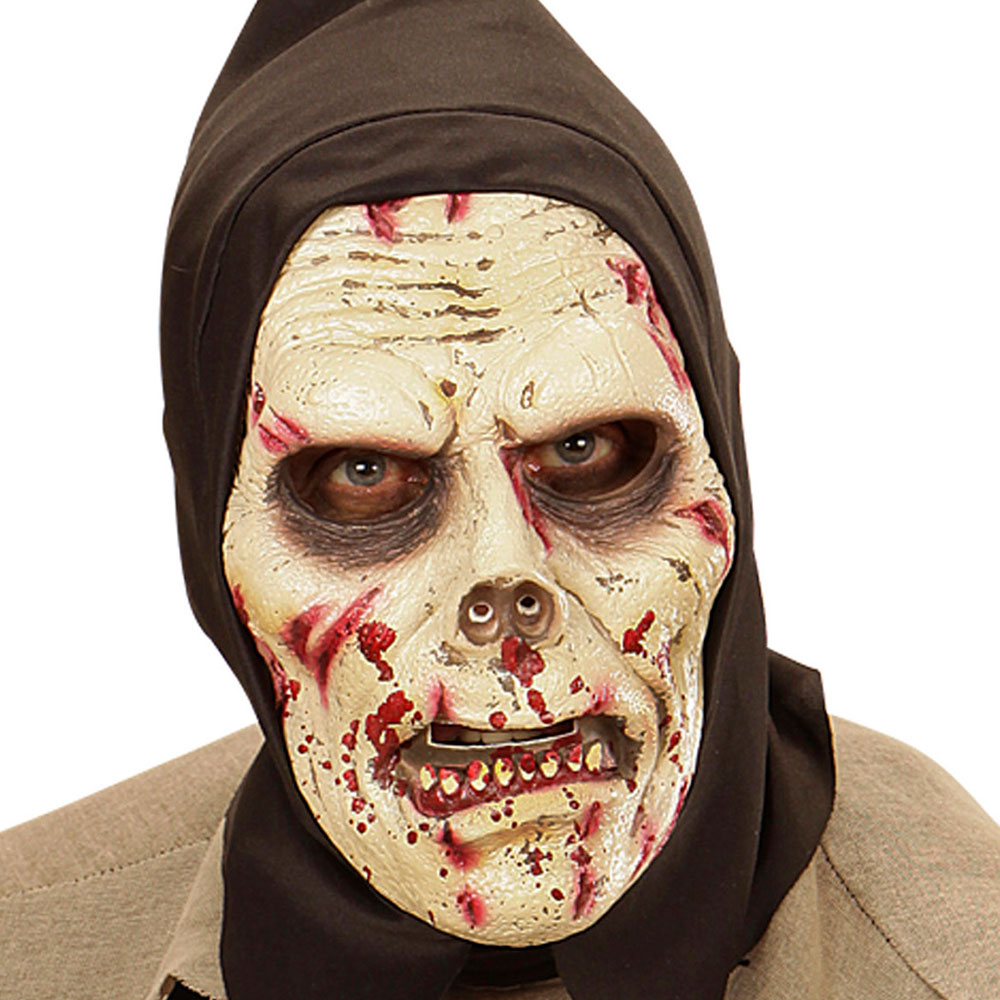 Läs mer om Mörk Zombiemask med Huva