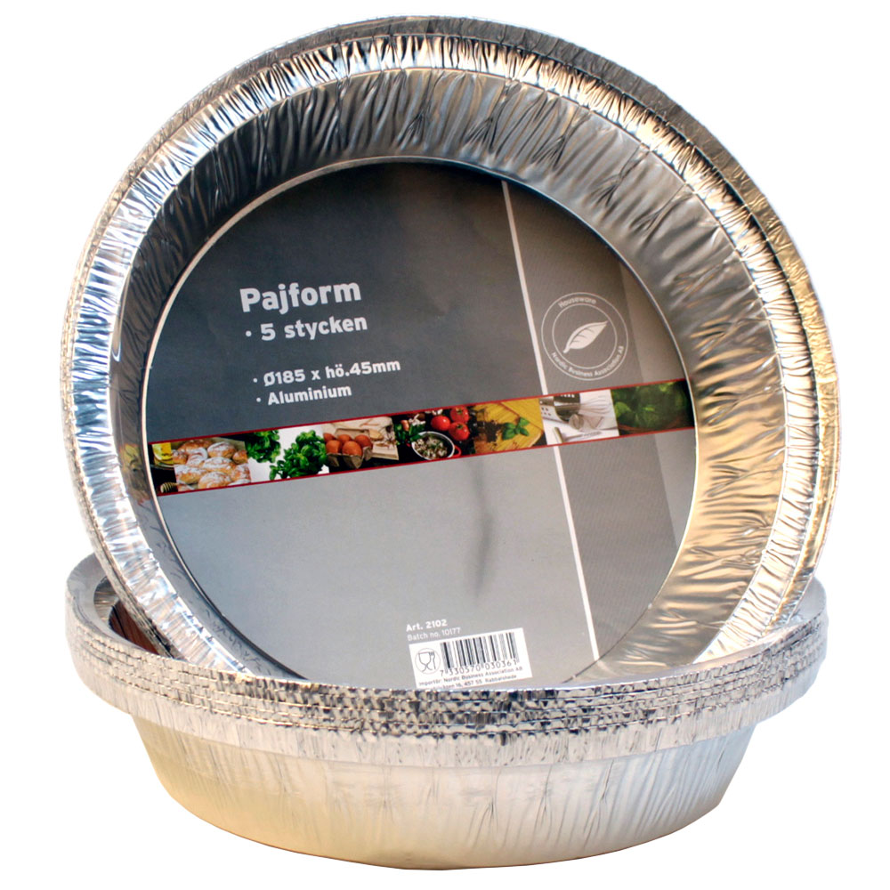 Läs mer om Pajform Aluminium 18cm 5-pack