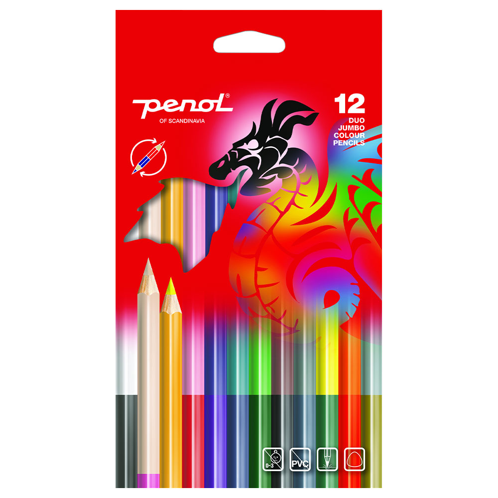 Läs mer om Penol Dubbelsidiga Jumbo Färgpennor 12-Pack
