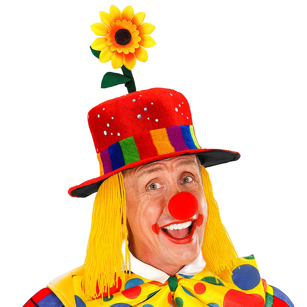 Läs mer om Röd Clownhatt med Gult Hår