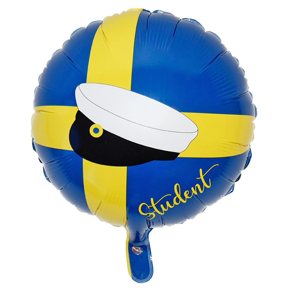 Läs mer om Rund Folieballong Student Blå & Gul