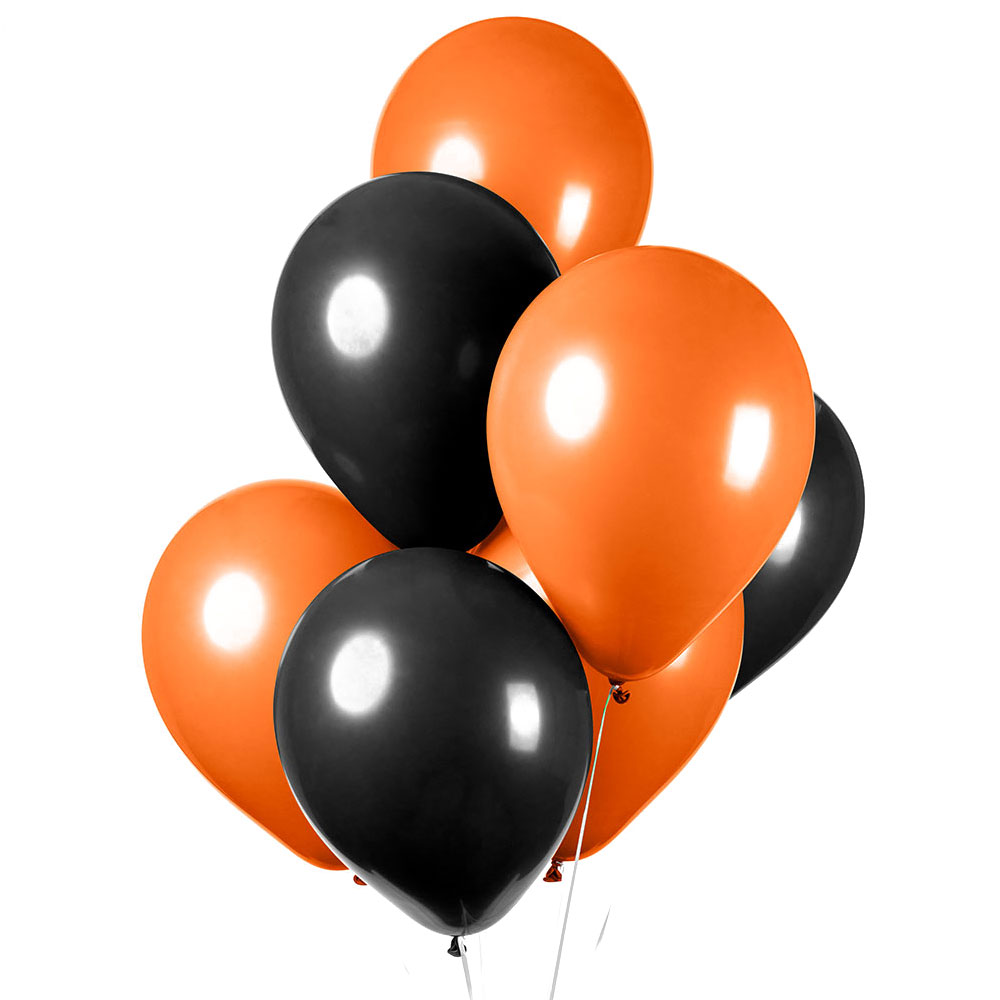 Läs mer om Svarta/Orangea Ballonger 10-pack