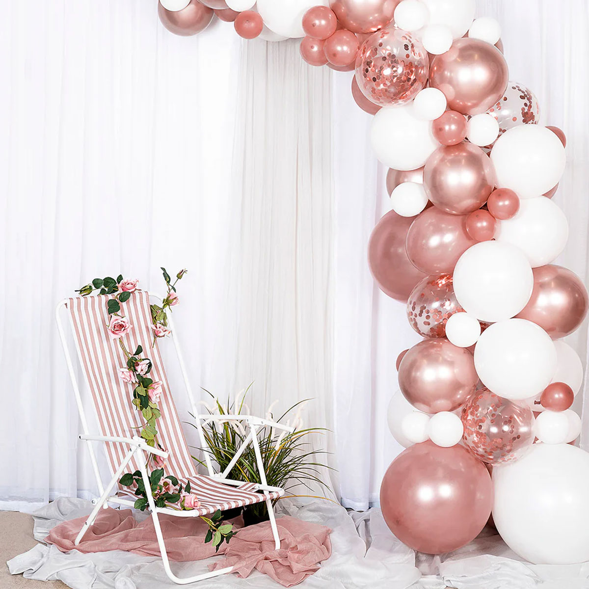 Ballongbåge Kit Vit & Roseguld | Festartiklar - Ballonger - Ballongbågar | Party Outlet