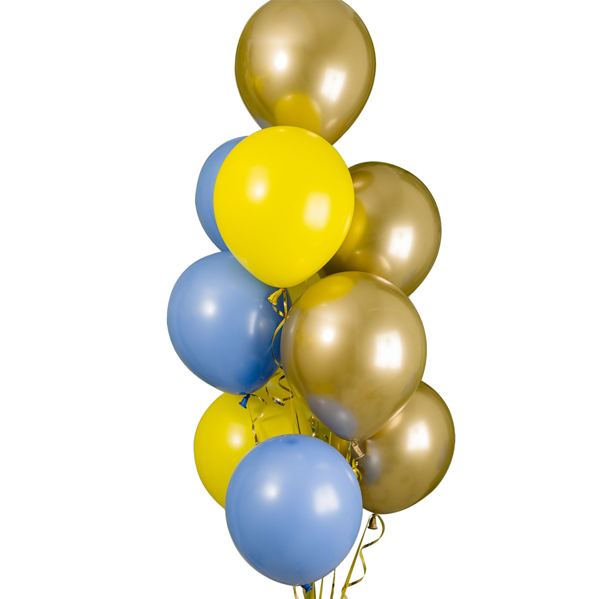 Ballongkit Guld/Blå/Gul 12-pack | Högtider - Studenten - Studentballonger | Party Outlet