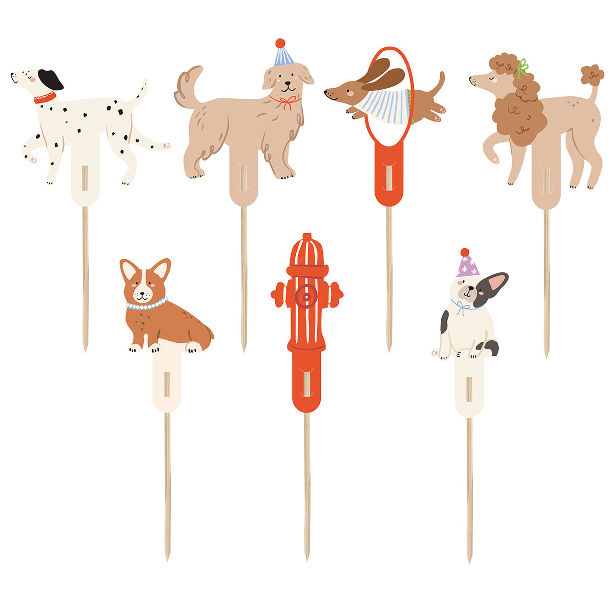 Cake Toppers Hundfest 7-pack | Kalasteman - Barnkalas - Djurkalas | Maskeradspecialisten