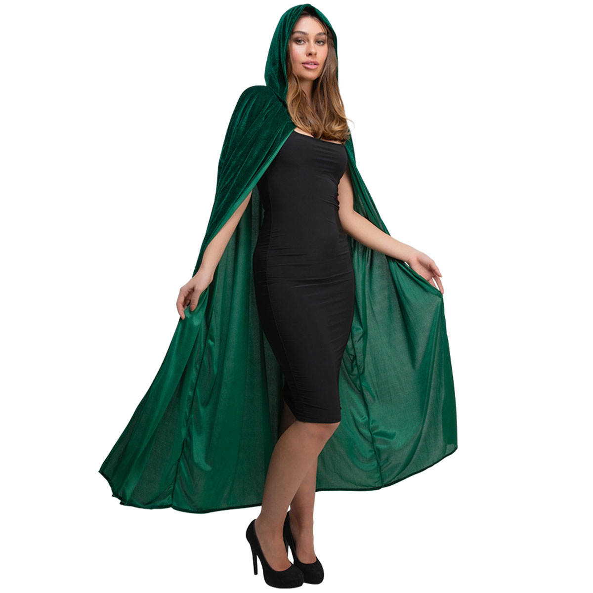 Cape med Huva Mörkgrön | Maskerad - Maskeradteman - Medeltids Maskerad | Party Outlet