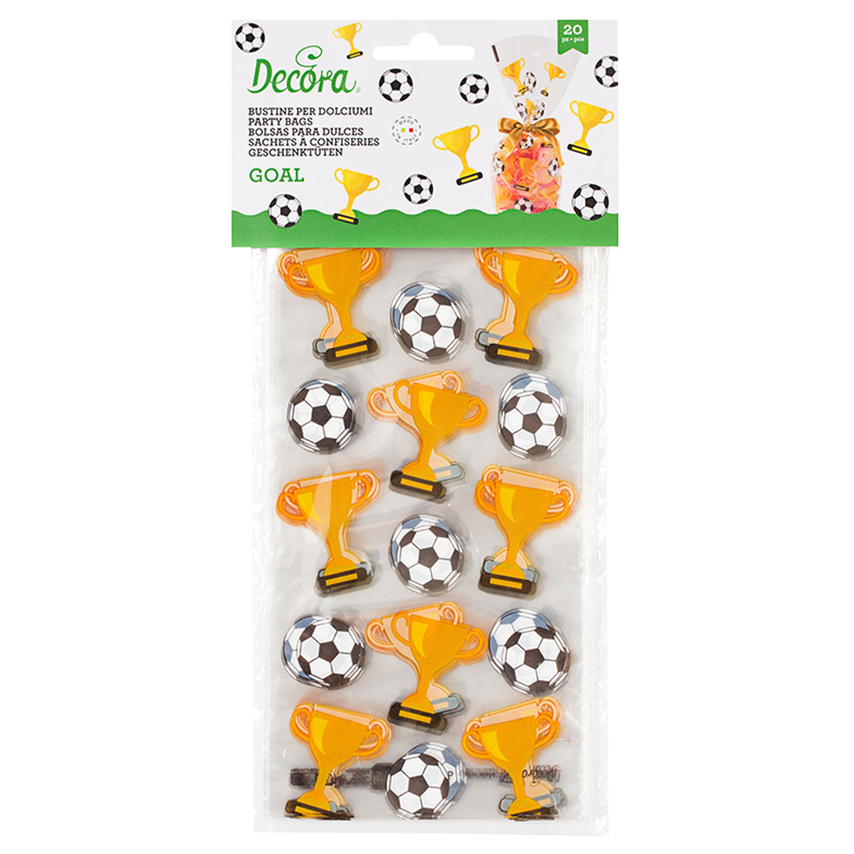 Cellofanpåsar Fotboll 20-pack | Festartiklar//Dekoration//Kalastillbehör//Kalaspåsar//Presentinslagning//Barnkalas//Baktillbehör//KALASTEMAN//Fotbollskalas//Baka//Askar & Påsar | PartyOutlet