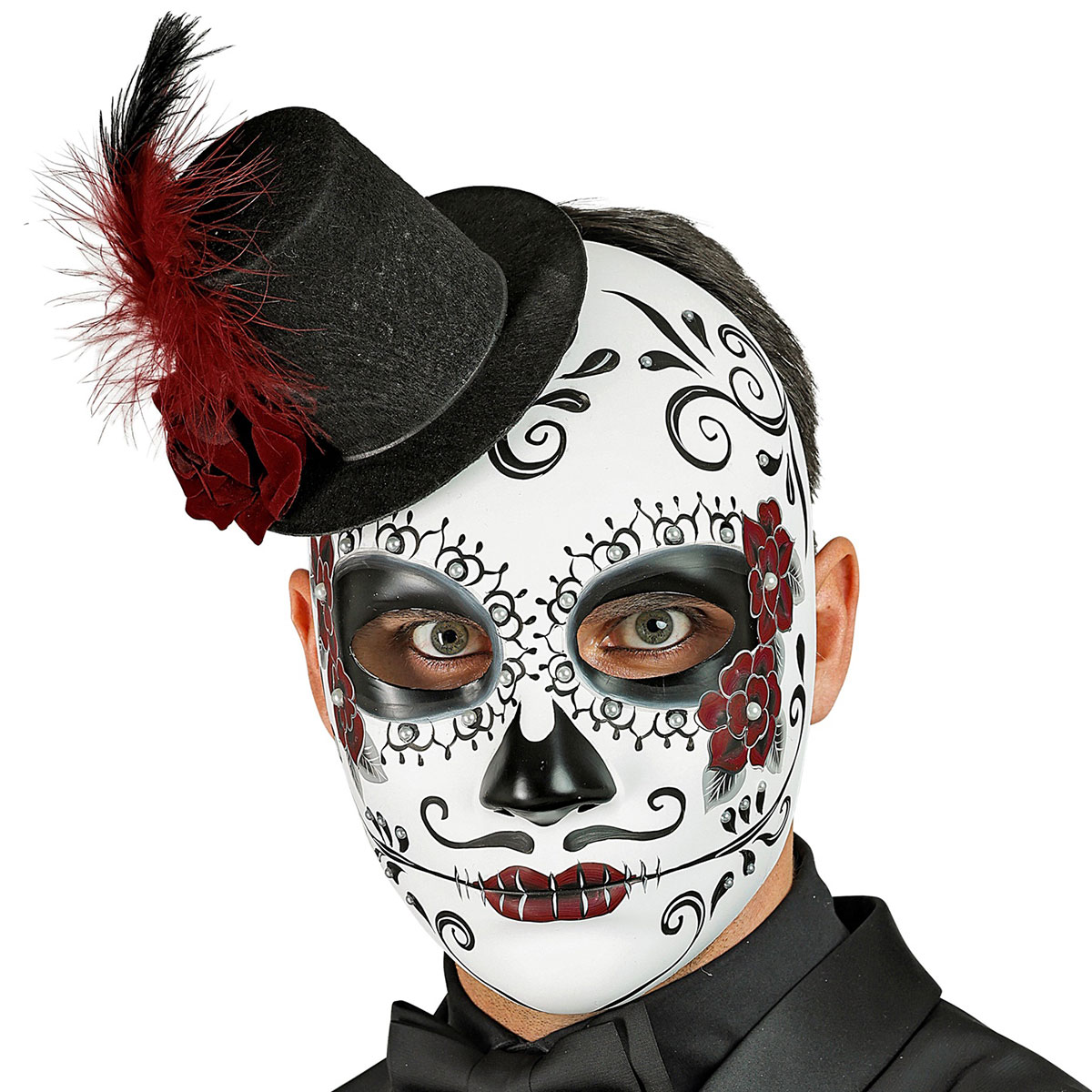 De Dödas Dag Mask med Minihatt | Högtider - Halloween - Halloween kostymer - Day of the Dead maskerad | Party Outlet