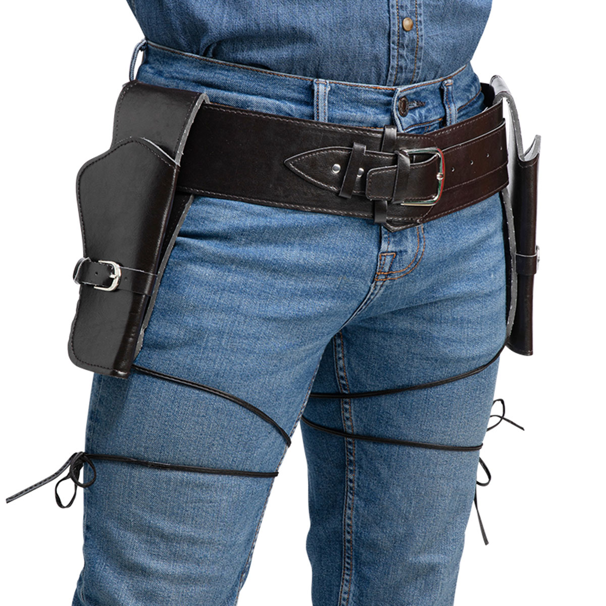 Deluxe Dubbelhölster med Bälte Mörkbrun | Maskerad - Maskeradteman - Cowboy Maskerad | Party Outlet