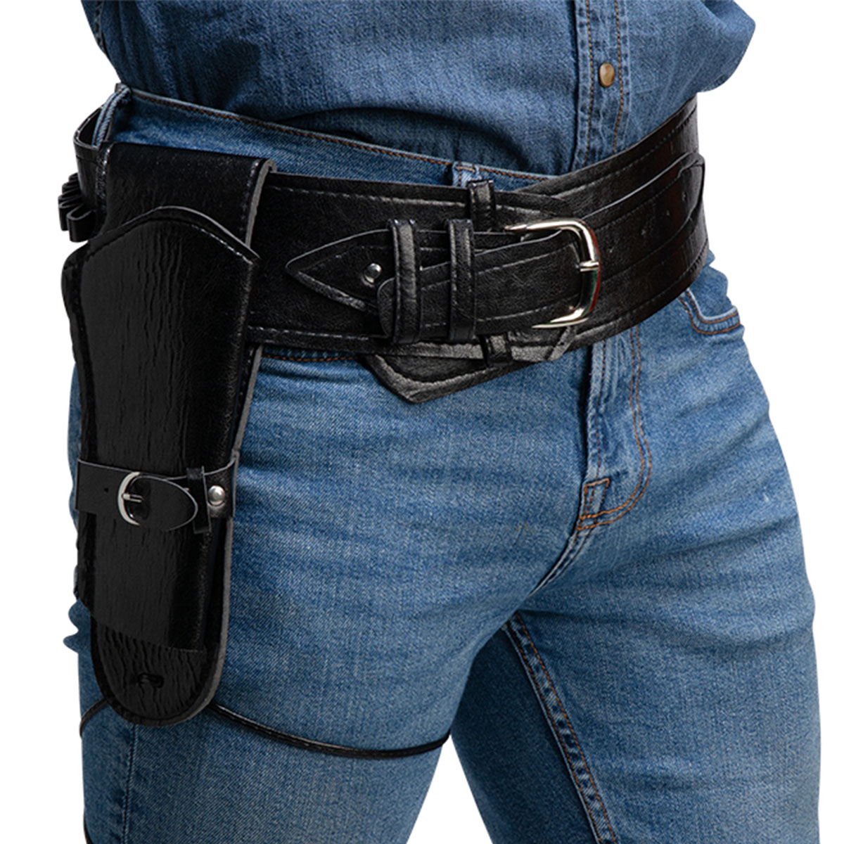 Deluxe Hölster med Bälte Svart | Maskerad - Maskeradteman - Cowboy Maskerad | Party Outlet