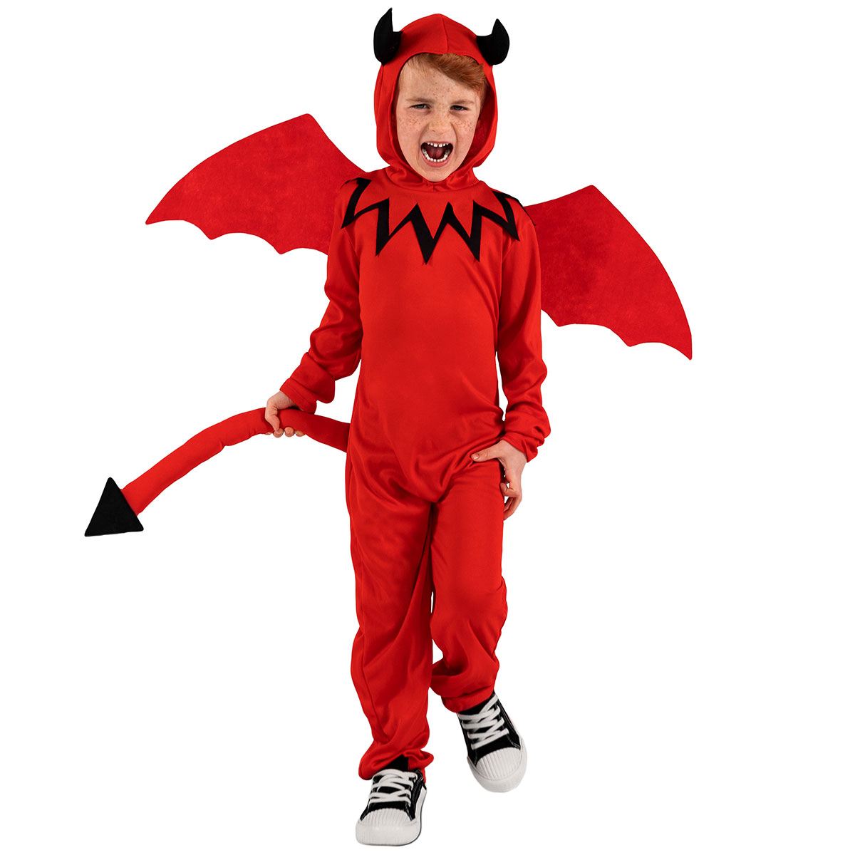Djävulsdräkt med Svans och Vingar Barn 116-128 cm | Högtider - Halloween - Halloween kostymer - Djävul Maskerad | Maskeradspecialisten