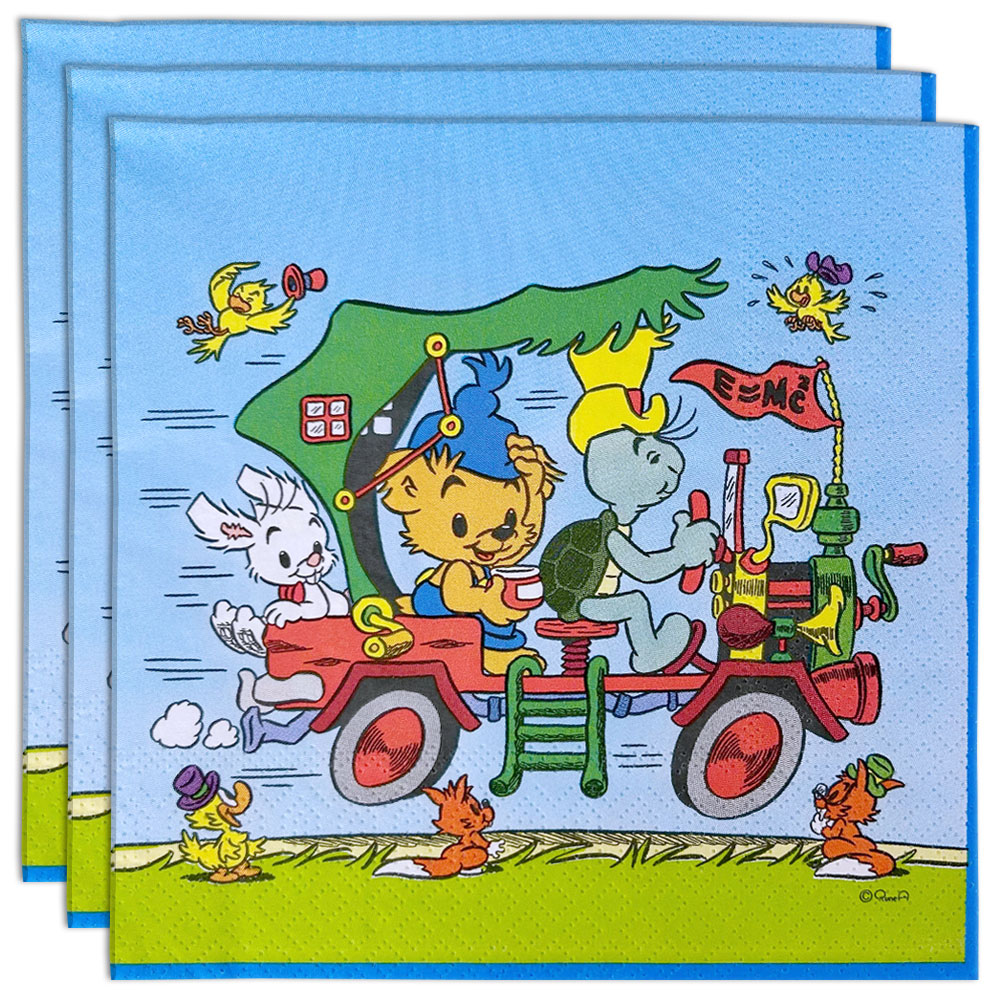 Engångsservetter Bamse Bil 16-pack | Festartiklar - Dukning - Servetter | Party Outlet
