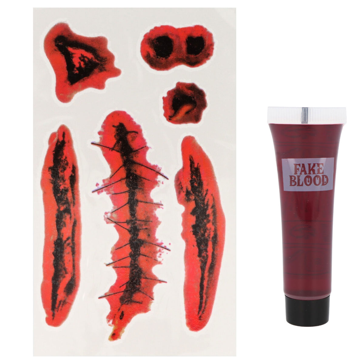Fejkblod & Sårtatueringar Kit | Maskerad - Smink - Fejkblod | Party Outlet