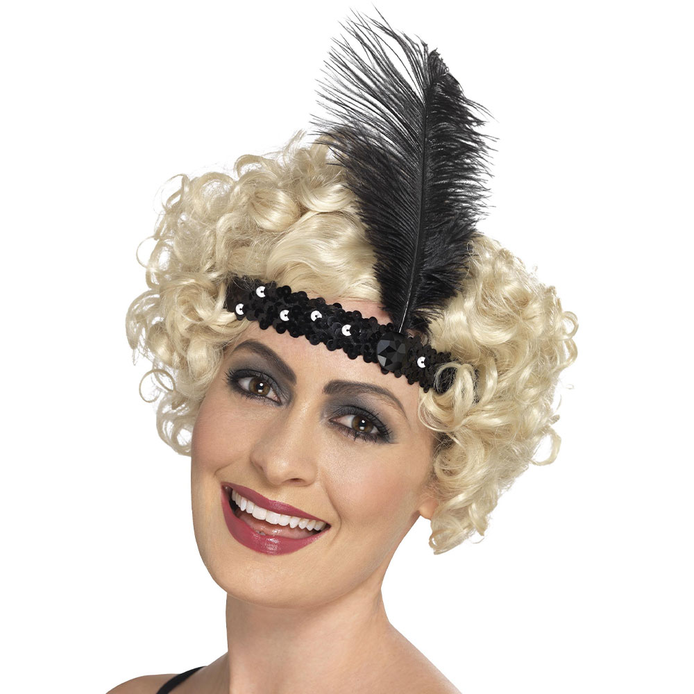 Flapper Pannband med Fjäder & Paljetter | Maskerad - Maskeradteman - 20-tals Maskerad | Maskeradspecialisten