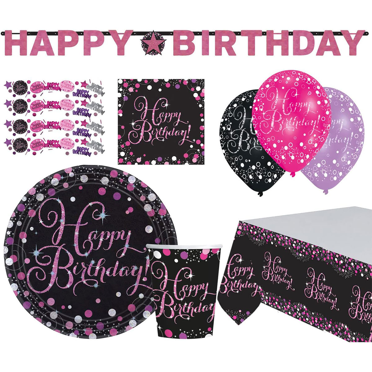 Födelsedagsset Glitter Rosa 41-pack