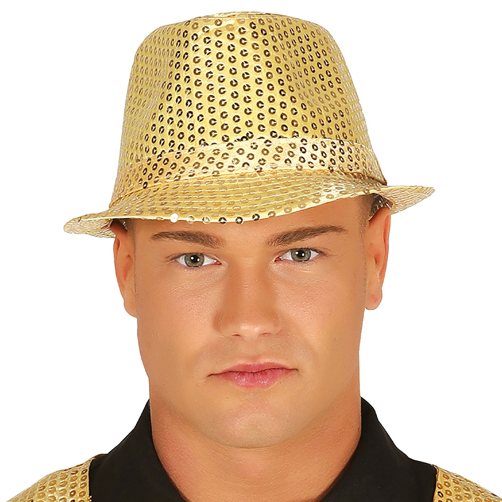 Gangsterhatt med Paljetter Guld | Maskerad - Maskeradteman - 20-tals Maskerad | Maskeradspecialisten
