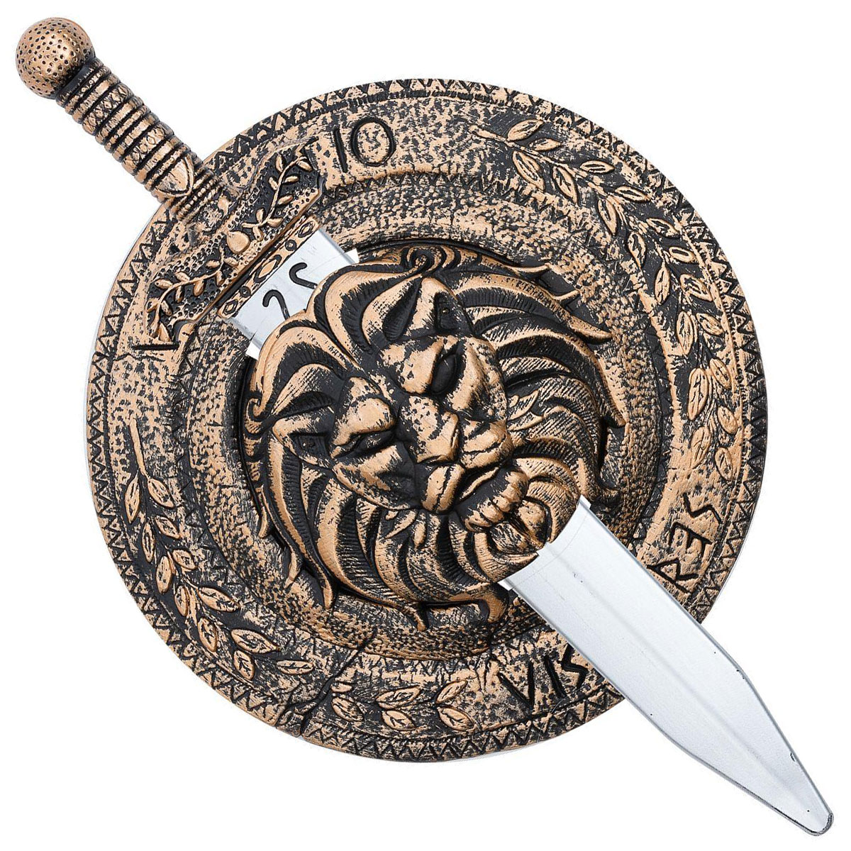 Gladiator Svärd & Sköld med Lejonmotiv | Maskerad - Maskeradteman - Grek- & Rom Maskerad | Party Outlet