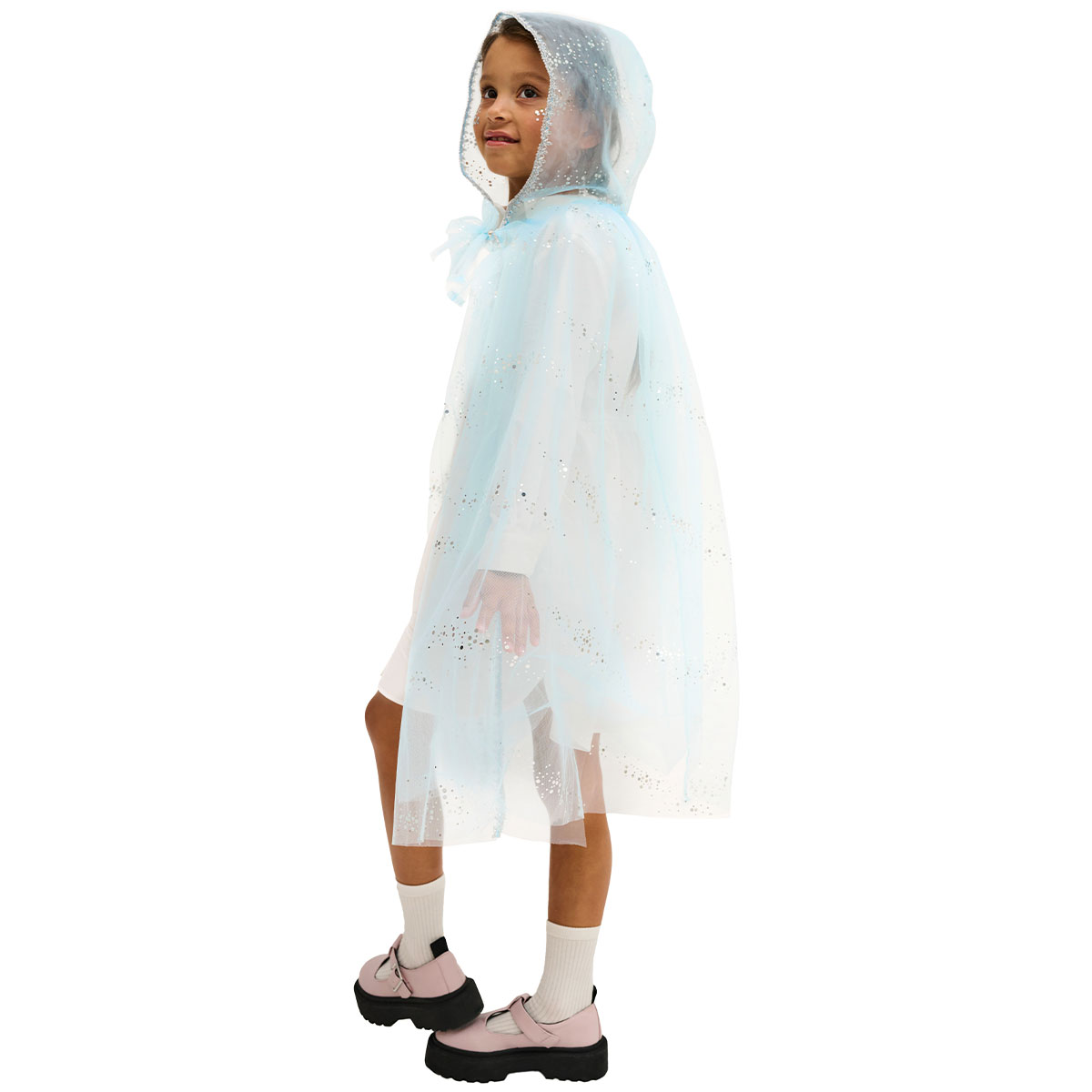 Glittrig Blå Cape med Huva Barn | Maskerad - Maskeradkläder - Prins- & Prinsessdräkter | Party Outlet