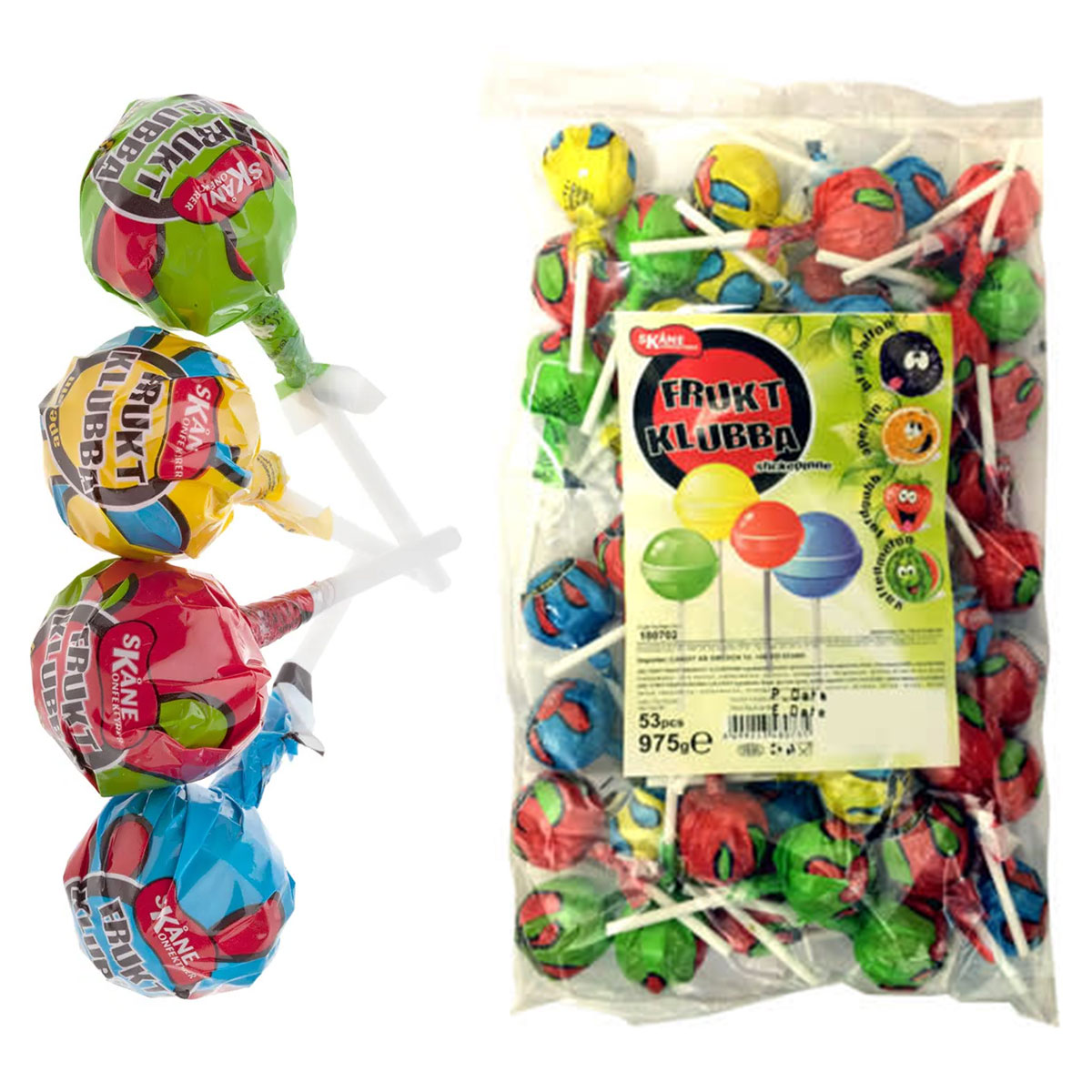 Godisklubbor Frukt 975g | Festartiklar - Ätbart & Drickbart - Godis - Godisklubbor | Party Outlet
