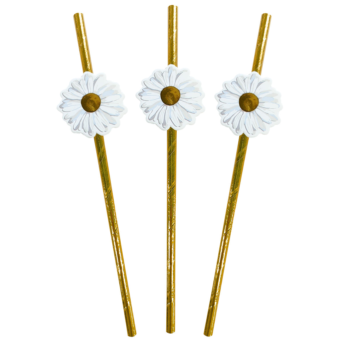 Guldiga Papperssugrör Prästkragar 10-pack | Högtider - Midsommar - Midsommardukning | Party Outlet