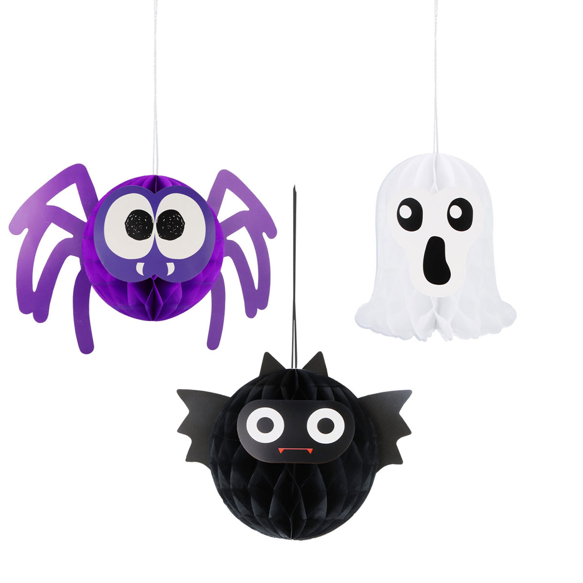 Halloween Honeycomb Dekorationer 3-pack | Högtider - Halloween - Halloween dekoration | Party Outlet