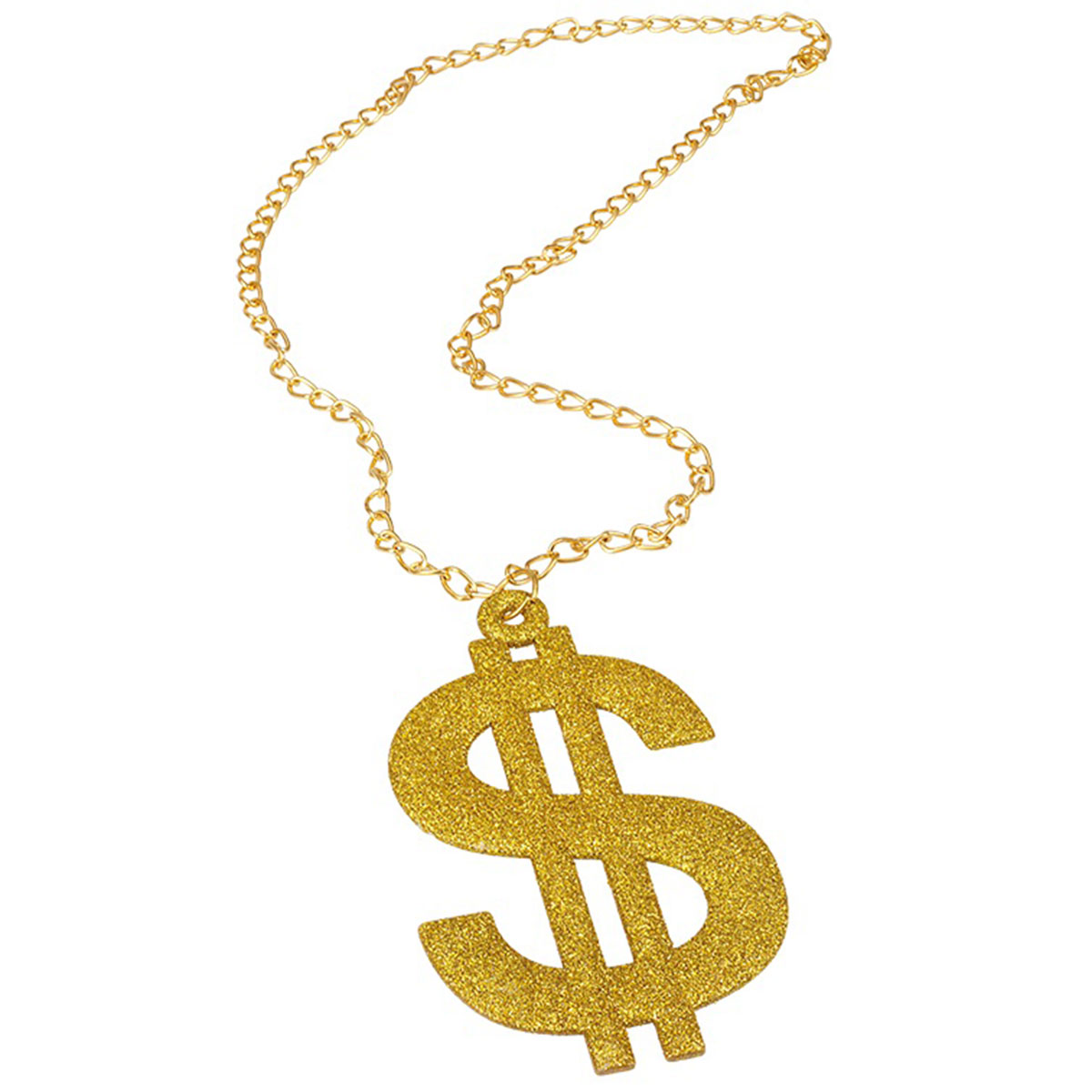 Halsband med Glittrigt Dollartecken Guld | Maskerad - Maskeradteman - Gangster Maskerad | Maskeradspecialisten