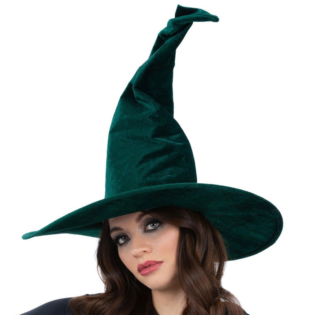 Häxhatt Smaragdgrön Velour | Högtider - Halloween - Halloween kostymer - Häxa Maskerad - Häxhattar | Maskeradspecialisten