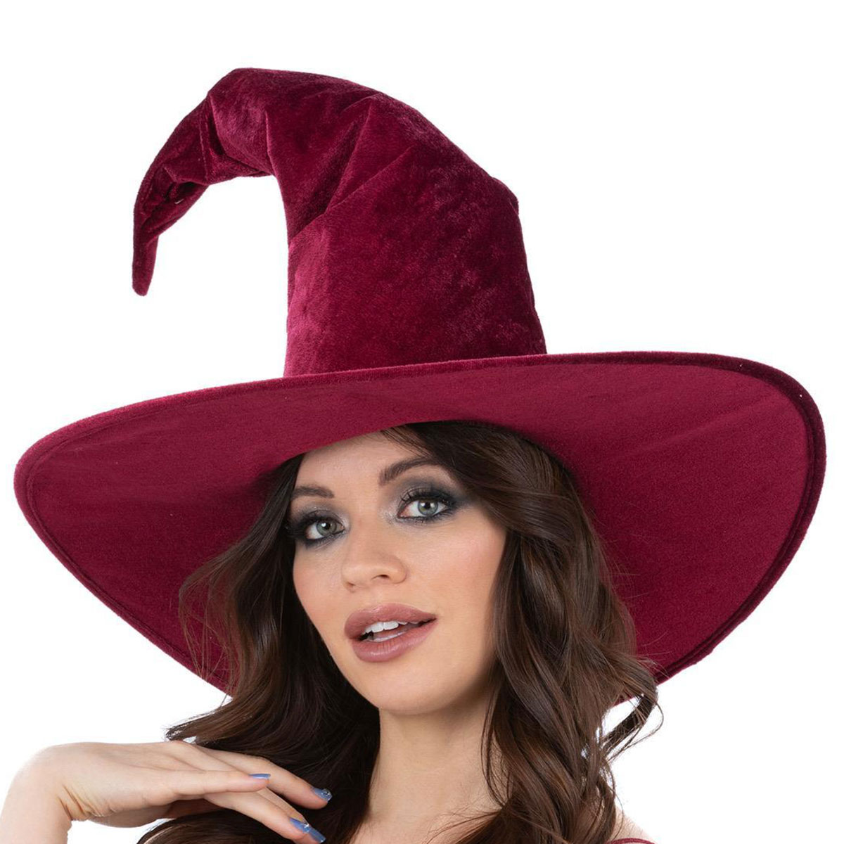 Häxhatt Vinröd Velour | Högtider - Halloween - Halloween kostymer - Häxa Maskerad - Häxhattar | Maskeradspecialisten