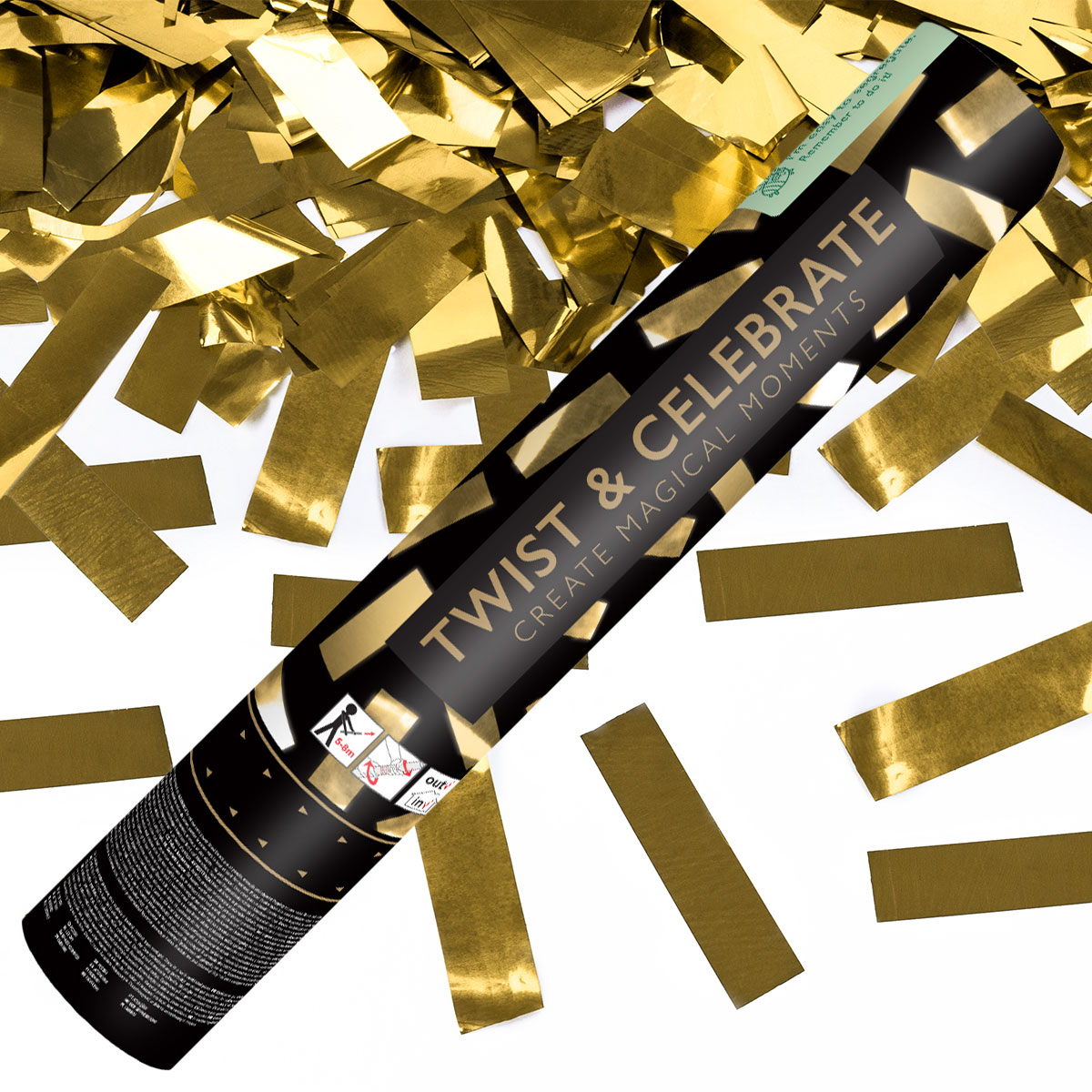Konfettikanon Rektangulär Guldfolie 28 cm | Festartiklar - Dekoration - Konfetti - Konfettikanoner | Party Outlet