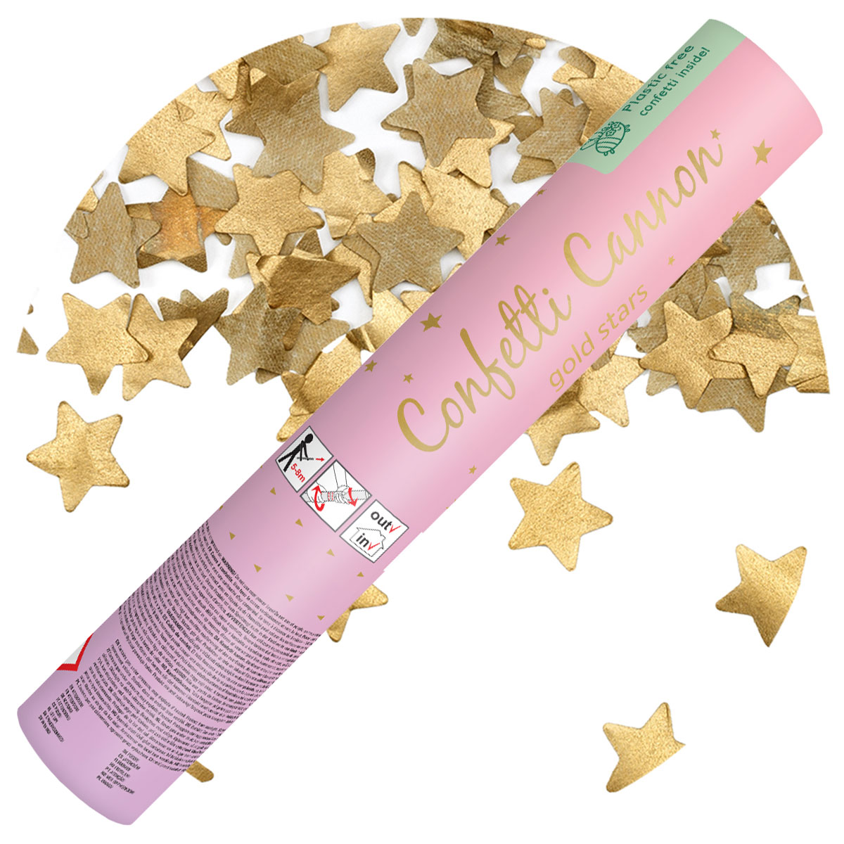 Konfettikanon Stjärnor Guld 20 cm | Festartiklar - Dekoration - Konfetti - Konfettikanoner | Maskeradspecialisten