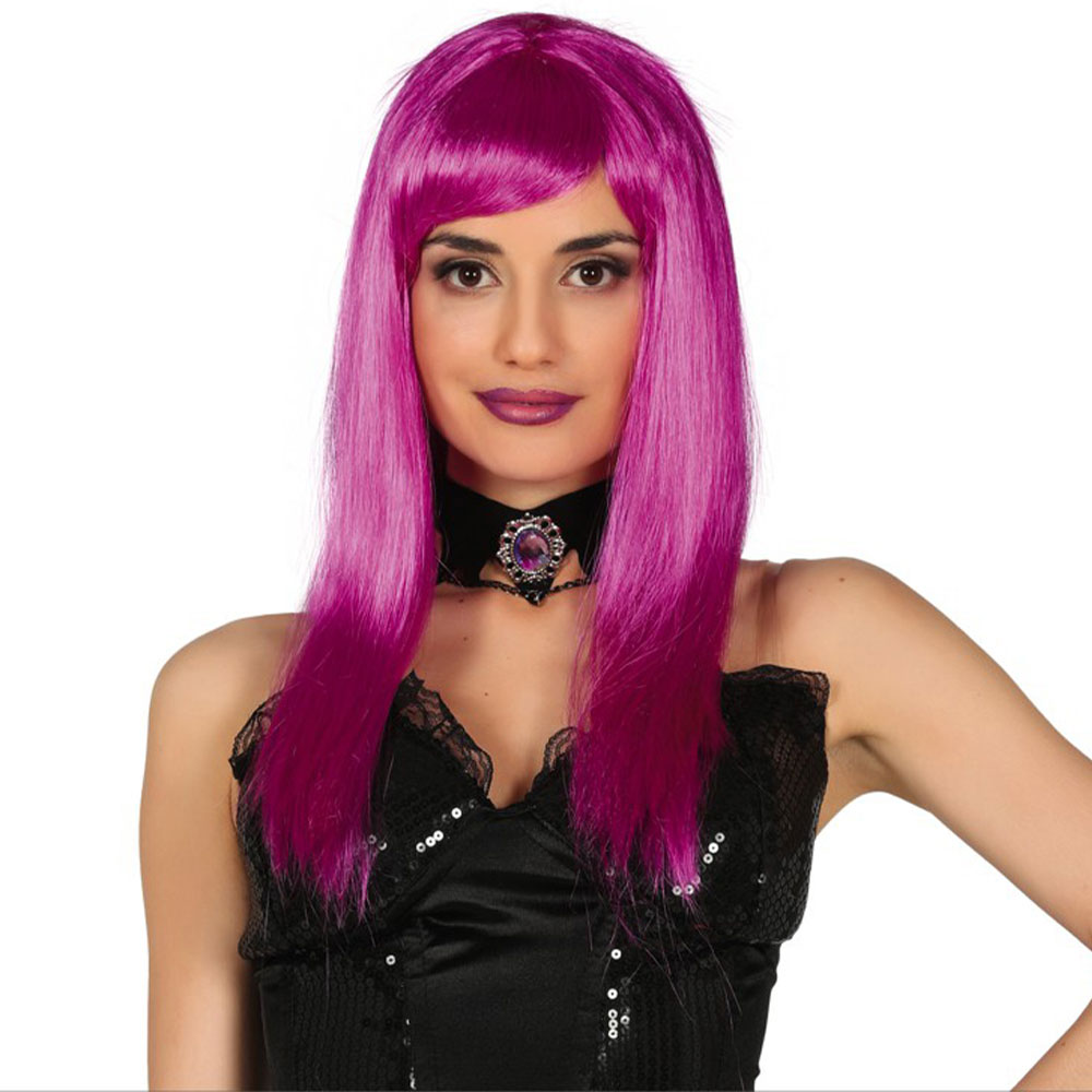 Lång Neonlila Peruk | Maskerad//Peruker//Damperuker//Högtider//Halloween//Lila peruker//Peruker Efter Färg//Halloween peruker//Långa Peruker | PartyOutlet