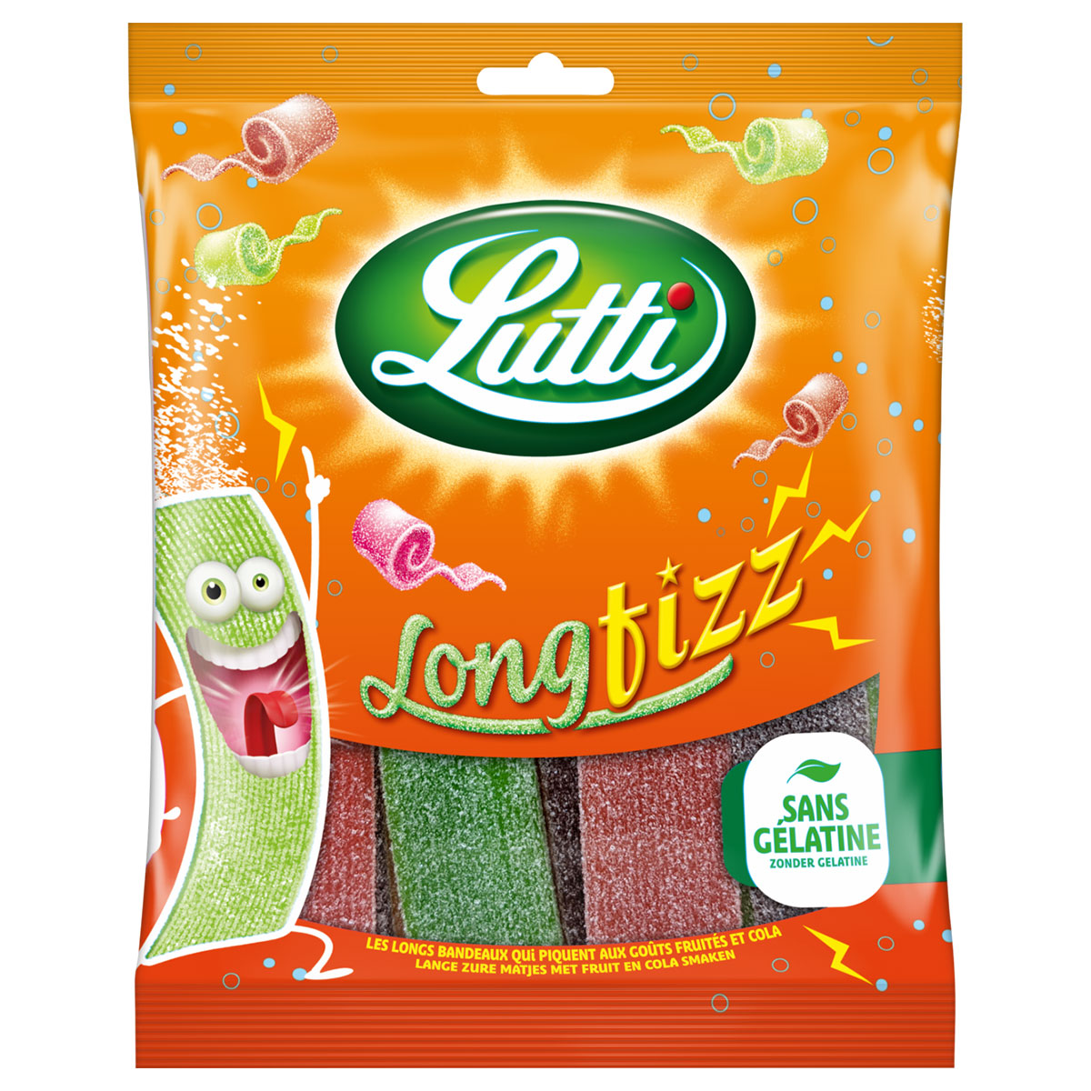 Lutti Long Fizz Godisremmar 100g | Festartiklar - Ätbart & Drickbart - Godis - Godisremmar | Party Outlet