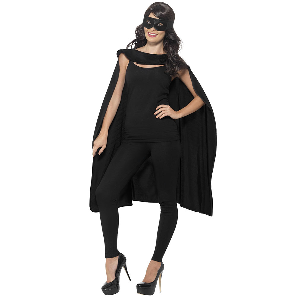 Mantel med Ögonmask Svart | Maskerad - Maskeradkläder - Superhjältedräkter | Party Outlet
