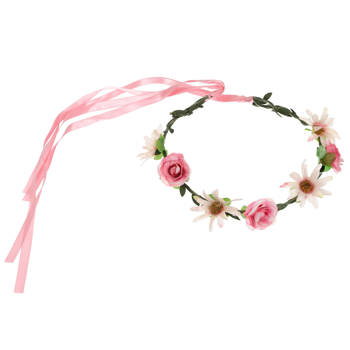 Midsommarkrans Vit/Rosa | Maskerad//Hattar//Högtider//Festteman//Maskeradteman//Sommarfest//Hawaii Maskerad//KALASTEMAN//Midsommar//Diadem//Midsommarkransar//Hawaii Tema | PartyOutlet