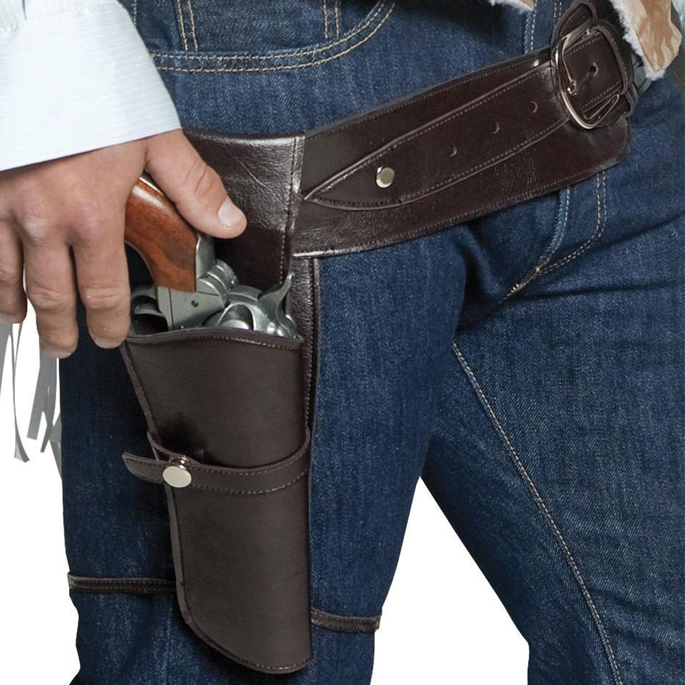Mörkbrunt Hölster med Bälte | Maskerad - Maskeradteman - Cowboy Maskerad | Party Outlet