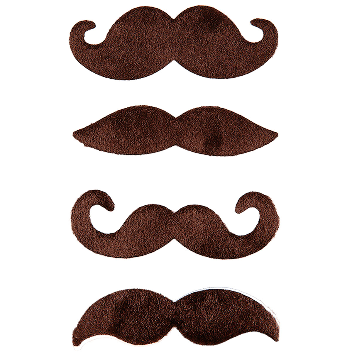 Mustascher Självhäftande Brun 4-pack | Maskerad - Tillbehör - Skägg & Mustascher | Party Outlet