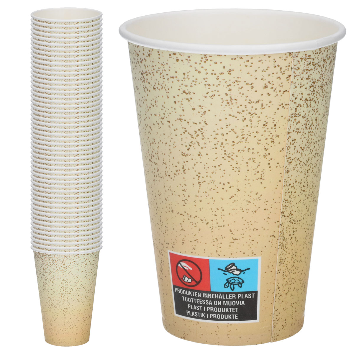 Pappersmuggar Champagne 21 cl 50-pack | Festartiklar - Dukning - Engångsmuggar & Glas | Maskeradspecialisten