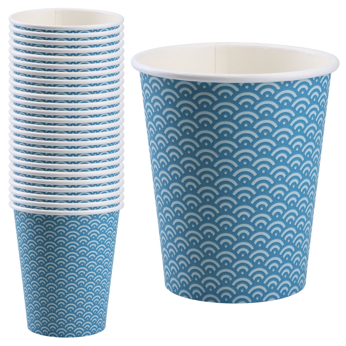 Pappersmuggar Vågor 23 cl 25-pack | Festartiklar - Dukning - Engångsmuggar & Glas | Maskeradspecialisten