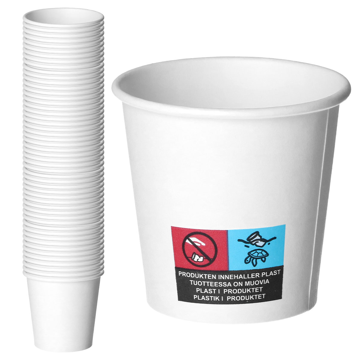 Pappersmuggar Vit 12 cl 50-pack | Festartiklar - Dukning - Engångsmuggar & Glas | Maskeradspecialisten