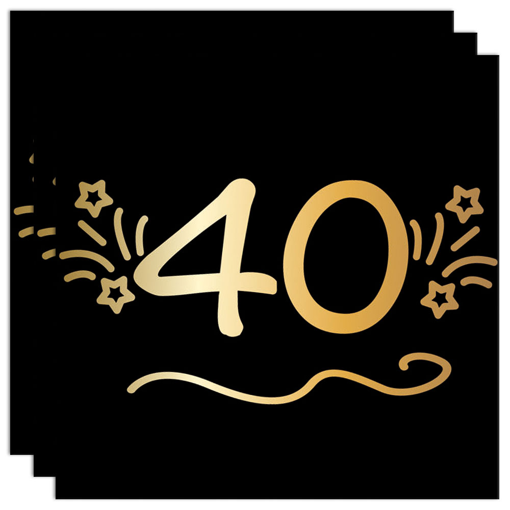 Pappersservetter Svart 40 år 16-pack
