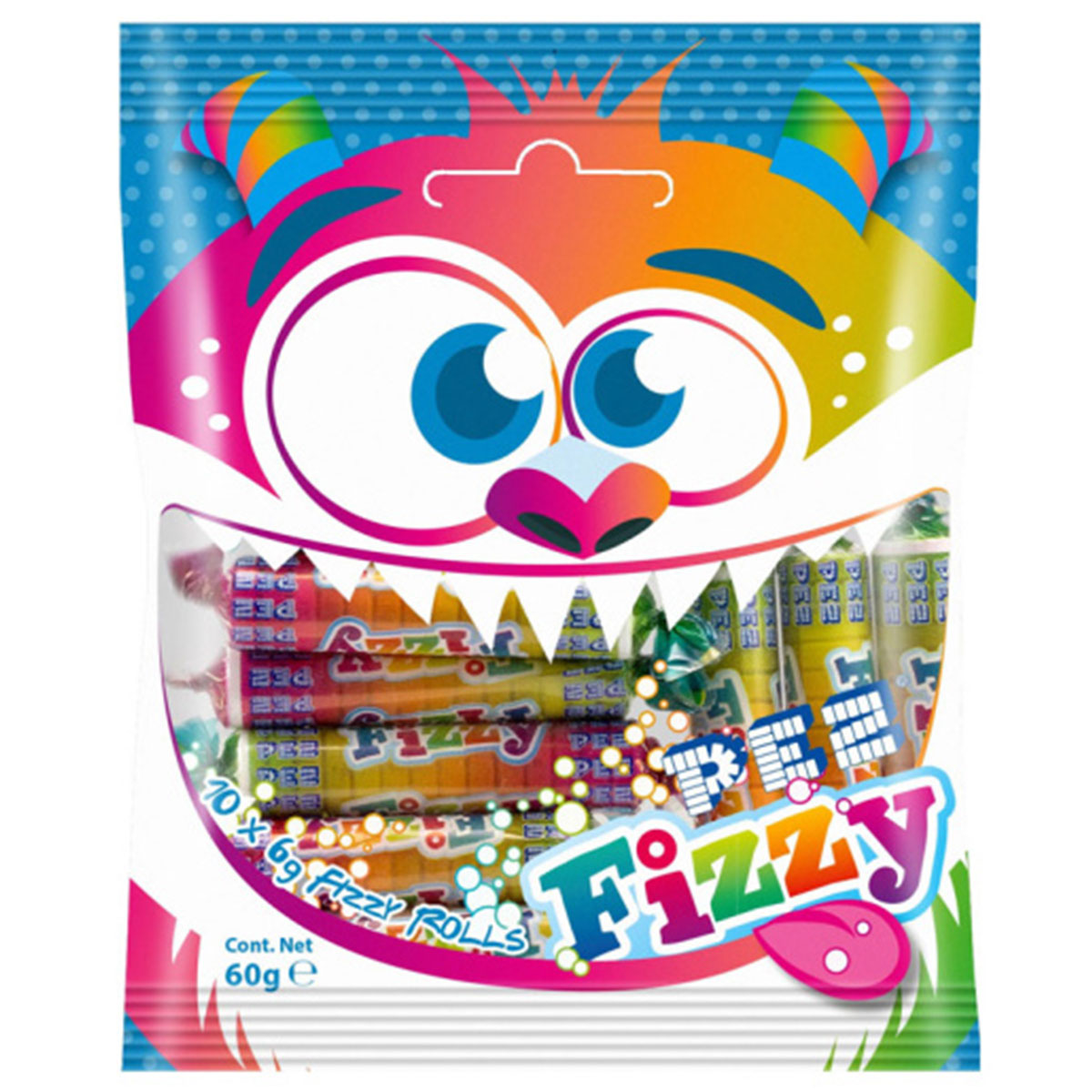 PEZ Fizzy Rolls 60g 10-pack | Festartiklar - Ätbart & Drickbart - Godis - PEZ | Party Outlet