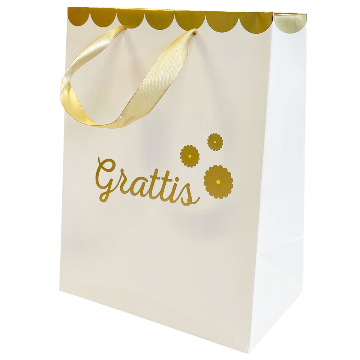 Presentpåse Grattis Guld/Vit